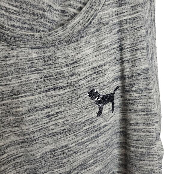 PINK Victoria's Secret Bling Sequin Grey Tank Top Logo Women's Size Medium - Picture 4 of 12